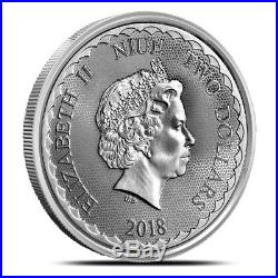 Lot of 10 2018 Niue 1 Oz. 999 Fine Silver Double Dragon $2 Coin Gem BU