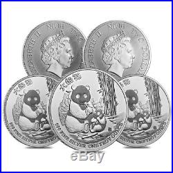 Lot of 5 2017 1 oz Niue Silver $2 Panda Coin BU