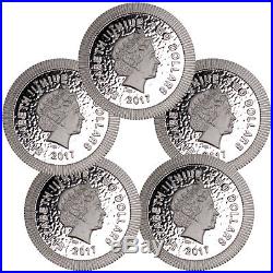 Lot of 5 2017 Niue 1 oz Silver Athenian Owl $2 Coin SKU45876