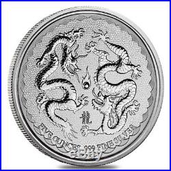 Lot of 5 2018 5 oz Niue Silver $10 Double Dragon BU