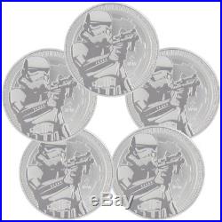 Lot of 5 2018 Niue Star Wars Classic Stormtrooper 1oz Silver BU Coins SKU50187