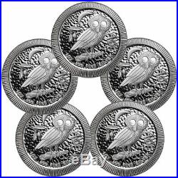 Lot of 5 2020 Niue 1 oz Silver Athenian Owl $2 Coins GEM BU SKU60204