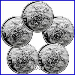 Lot of 5 2021 Niue 1 oz Silver Hawksbill Turtle $2 Coins GEM BU