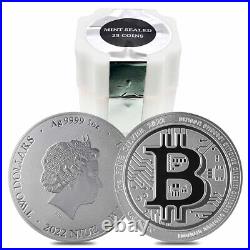Lot of 5 2022 Niue 1 oz Bitcoin Silver Coin. 9999 Fine BU