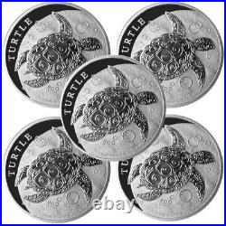 Lot of 5 2024 $5 Niue Hawksbill Turtle 2 Troy oz. 999 Fine Silver BU