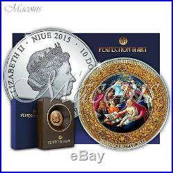 MADONNA OF THE MAGNIFICAT PERFECTION IN ART 2015 Niue Island 2Oz 999 Silver Coin