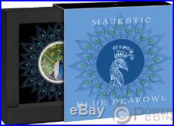 MAJESTIC BLUE PEAFOWL Peacock 1 Oz Silver Coin 2$ Niue 2019