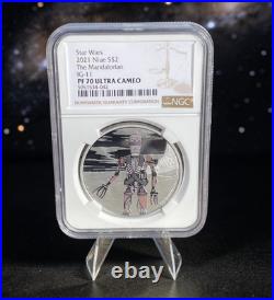 MANDALORIAN IG-11 2021 NIUE 1oz SILVER COIN NGC PF70 FIRST RELEASE