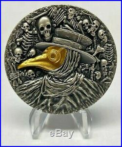 MASK OF PLAGUE DOCTOR 2019 2 oz Pure Silver Coin Antique Finish NIUE