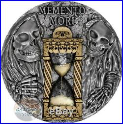 MEMENTO MORI 2 oz Silver Coin with Hourglass inserts $5 Niue 2020