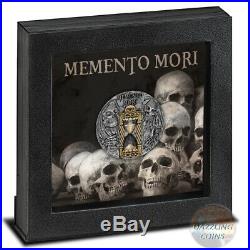 MEMENTO MORI 2 oz Silver Coin with Hourglass inserts $5 Niue 2020