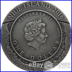METEORITE CRATER POPIGAI Meteor Silver Coin 1$ Niue Island 2016