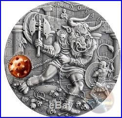 MINOTAUR Ancient Myths 2 Oz High Relief Silver Coin with Brass Inlay Niue 2017