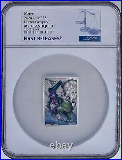 Marvel Doctor Octopus 2024 $2 Silver Coin 1 Oz NGC MS 70 Antiqued First Release