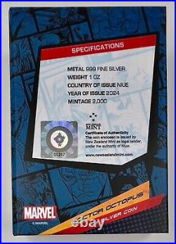 Marvel Doctor Octopus 2024 $2 Silver Coin 1 Oz NGC MS 70 Antiqued First Release