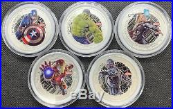 Marvels Avengers Age Of Ultron Niue 2015 Silver Proof 5 Coin Set Bu New