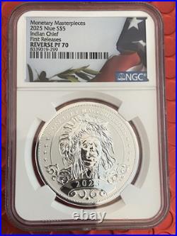 Monetary Masterpieces 2025 Niue S$5 Indian Chief First Releases. REVERSE PF 70 Monetary Masterpieces 2025 Niue S$5 Indian Chief First Releases. REVERSE PF 70