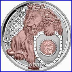 NEW Niue 2025 LION Heraldic Beasts 1 Oz. 999 Silver Proof Rose Gold 750 Mintage
