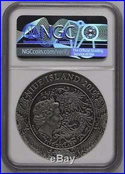 NGC MS70 Niue 2019 Warrior Zhao Yun High Relief Antiqued Silver Coin 2oz COA
