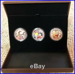 NIUE 2010 $2 Peanut 60th Anniversary 1oz Silver Proof 3pc Color Coin Set