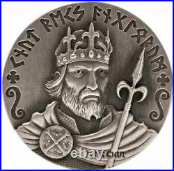 NIUE 2015 2 Oz Silver 2$ KING CNUT Vikings Gods Kings Warriors Coin