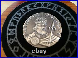 NIUE 2015 2 Oz Silver 2$ KING CNUT Vikings Gods Kings Warriors Coin