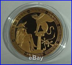 NIUE 2016 5$ GREEK MYTHS Oedipus and Sphinx 2 oz Silver Coin Rhodium-Gold Plated