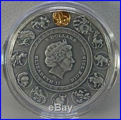 NIUE 2018 5$ 12 LABOURS OF HERCULES NEMEAN LION 2 oz Antique Silver Coin