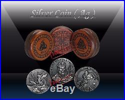 NIUE Set 3x $ 2 DOLLARS 2015 VIKINGS (ODIN, KING CNUT, RAGNAR) 2oz Silver coins