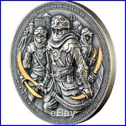 NIZARIS-ASSASSINS 2 oz silver coin ultra high relief antiqued 24K Gilded 2019