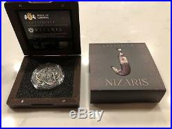 NIZARIS Assassins Gold Plating 2 Oz Silver Antique Finish Coin 5$ Niue 2019 EBUX