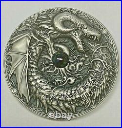 NORSE DRAGON SERIES 2019 2 oz $2 Ultra High Relief Antique Silver Coin Niue