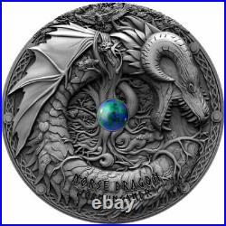 NORSE DRAGON SERIES 2019 2 oz $2 Ultra High Relief Antique Silver Coin Niue