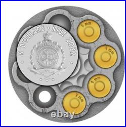 New Bonnie and Clyde Gangster 2 Oz Silver Antique Niue 2022 2nd Coin In Series