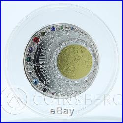 Niue 100 dollars Magical Year of Happiness calendar silver crystals coin 2013