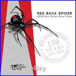 Niue 10 Dollar 2020 Red-Back Spider Jubiläumsausgabe in Farbe 5 Oz Silber PP
