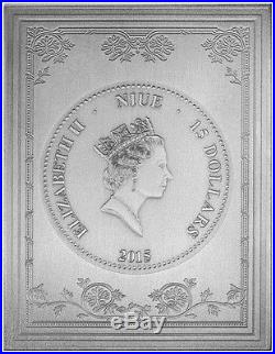 Niue $15, 3 oz. Silver Coin, 2015, World's Library Cervantes Don Quixote, QE II