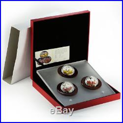 Niue $1 Magical Flowers Lilies Set of 3 Silver Coloured Proof Coins 2012