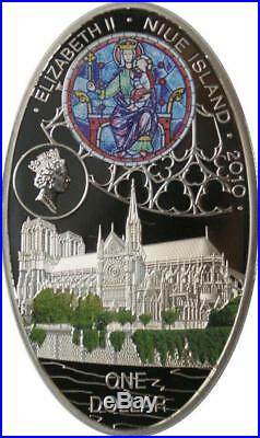 Niue 2010 $1 Gothic Cathedrals Notre Dame de Paris 28.28g Silver Proof Coin