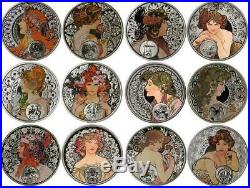 Niue 2010-2011 $1 Alphonse Mucha Zodiac Series 12 x 28.28g Silver Proof Coin Set
