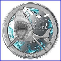 Niue 2012 2$ Great White Shark 1 Oz. 999 Proof Silver Coin