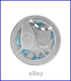 Niue 2012 2$ Great White Shark 1 Oz. 999 Proof Silver Coin with shark bite