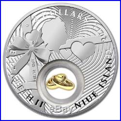 Niue 2012 2$ Lucky coins WEDDING 28,28g Silver Coin with 24K Gold Plated Piece