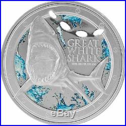 Niue 2012 $2 Ocean Predators Great White Shark 1 Oz Silver Proof Coin