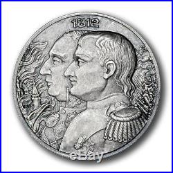 Niue 2012 5$ War of 1812 Napoleon Kutusow  High Relief 2 Oz Silver Coin 