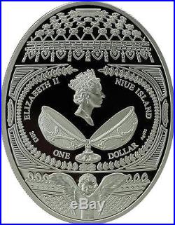 Niue 2013 $1 Imperial Fabergé Eggs Love Tree 28.28g Silver Proof Coin Zirconia