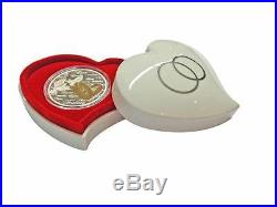 Niue 2013 $2 Love Forever Doves II Wedding 1 Oz Gilded Silver Proof Coin