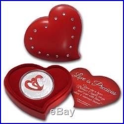 Niue 2013 2$ Love is Precious Red Hearts 1oz Proof. 999 Silver Coin