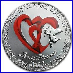 Niue 2013 2$ Love is Precious Red Hearts 1oz Proof. 999 Silver Coin