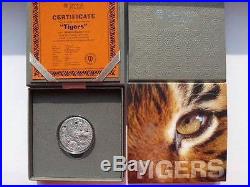 Niue 2013 2$ Wildlife Family TIGERS 1 Oz Silver Coin Antique Finish LIMIT 999